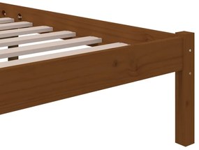 Estrutura de cama casal 135x190 cm madeira maciça castanho-mel