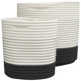 Cestos de arrumação 2 pcs algodão branco e preto