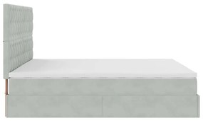 Estrutura cama otomana colchões 180x200cm veludo cinzento claro