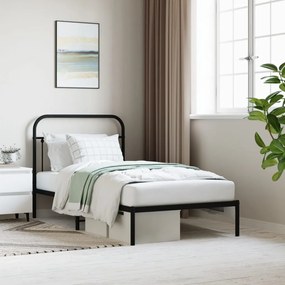 vidaXL Estrutura de cama com cabeceira 100x190 cm metal preto