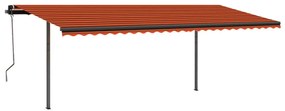 Toldo retrátil manual com postes 3,5x2,5 m laranja e castanho