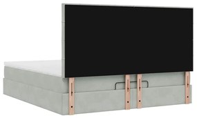 Estrutura cama otomana colchões 180x200cm veludo cinzento claro