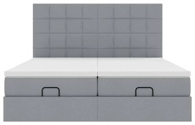 Estrutura de cama otomana com colchões tecido cinzento claro