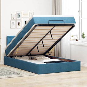vidaXL Estrutura cama otomana colchão 120x200cm veludo azul escuro