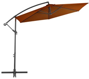 Guarda-sol jardim cantilever c/ poste alumínio 300cm terracotta
