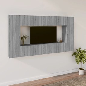 vidaXL Conjunto móveis de TV 8 pcs madeira processada sonoma cinza