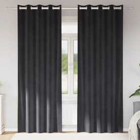 Cortinas Blackout vidaXL com Ilhós 2 pcs Veludo Cinza Escuro