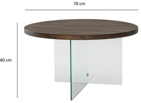 Mesa de Centro Serenity – Transparente / Nogueira – 70 cm x 40 cm