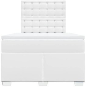 Cama boxspring com colchão 120x190 cm couro artificial branco