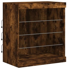 Aparador com luzes LED 60,5x37x67 cm carvalho fumado