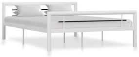 Estrutura de cama 160x200 cm metal branco e preto
