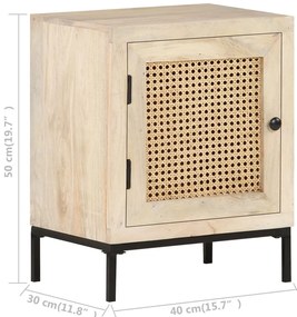 Mesa de cabeceira 40x30x50cm mangueira maciça/palhinha natural