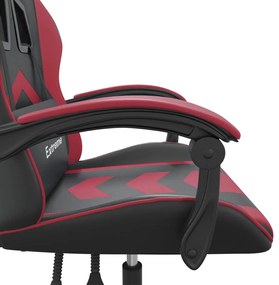 Cadeira gaming couro artificial preto e vermelho tinto