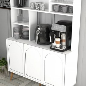 Armário de Cozinha/Sala "Caffè" - Branco e Nogueira - 120x202x35cm - D