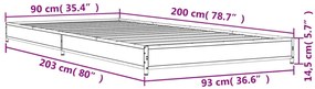 Estrutura de cama derivados de madeira e metal carvalho sonoma