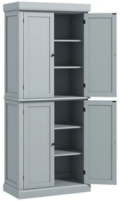 HOMCOM Armário de Cozinha Buffet Cozinha Estilo Moderno com Armários Prateleiras Ajustáveis 76x40,5x184 cm Cinza | Aosom Portugal