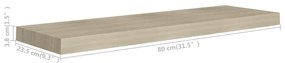 Prateleiras parede suspensas 4 pcs 80x23,5x3,8cm MDF carvalho