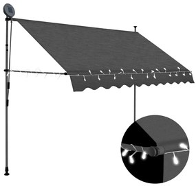 vidaXL Toldo retrátil manual com LED 250 cm antracite