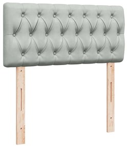 Cama com molas/colchão 90x200 cm veludo cinza-claro