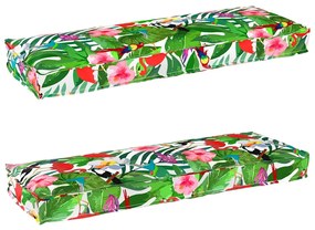 vidaXL Almofadas de Pallet para Banco 2 pcs Selva Tropical 120x40x8 cm Tecido Oxford