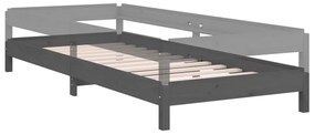 Cama empilhável 75x190 cm madeira de pinho maciça cinzento