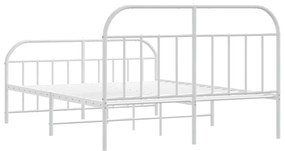 Estrutura de cama com cabeceira e pés 160x200 cm metal branco