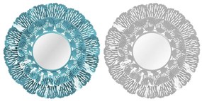 Espelho de Parede Dkd Home Decor Azul Metal Coral Branco 2 Unidades (60 X 7 X 60 cm)