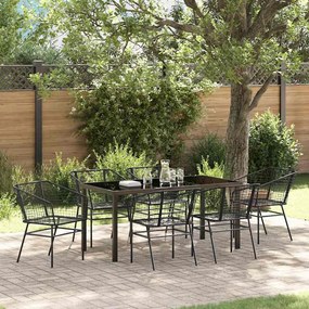 vidaXL Conjunto de Jantar de Jardim de 7 Peças Preto em Rattan Sintético
