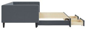 Sofá-cama c/ gavetão e gavetas 100x200cm veludo cinzento-escuro