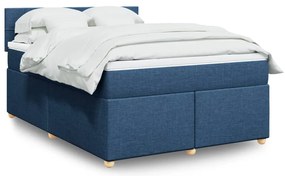 vidaXL Cama com molas/colchão 160x200 cm tecido azul