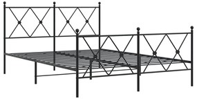 Estrutura de cama com cabeceira e pés 140x190 cm metal preto