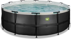 Piscina redonda Black Leather ø427x122cm com bomba de filtro de areia - preta