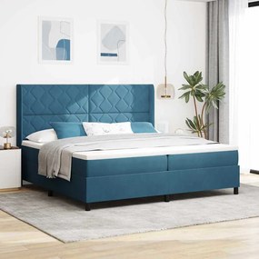 Cama Box com Colchão vidaXL Azul Escuro 200x200 cm Veludo