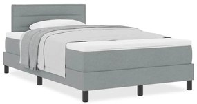 Cama Box Spring com Colchão Cinza Claro 120x200 cm Tecido