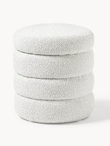 Pufe estofado em bouclé com arrumação Alto