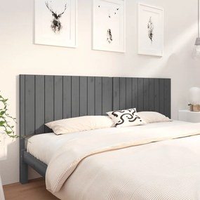 Cabeceira de cama 125,5x4x100 cm pinho maciço cinzento