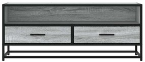 Móvel p/ TV 100x34,5x40 cm deriv. madeira/metal cinzento sonoma