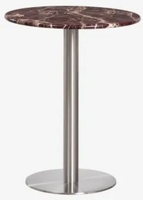 Mesa De Bar Redonda Em Pedra Natural Xiren Ø60 Cm & Mármore Vermelho Cherry Gold & Cinzento Escovado - Sklum