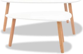 Conjunto mesas de centro 2 pcs pinho maciço branco