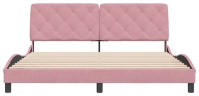 Estrutura de cama c/ cabeceira 180x200 cm veludo rosa