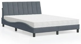 Cama com colchão 140x200 cm veludo cinzento-escuro