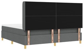 Cama Box Spring vidaXL com Colchão e LED Cinza Escuro 200x200 cm Tecid