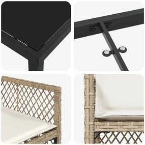 Conjunto de Jantar de 5 Peças com Almofadas Bege de Polyrattan