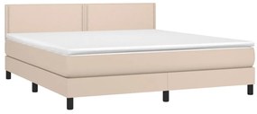 Cama com molas/colchão 180x200 cm couro artificial cappuccino