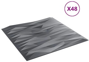 Painéis de parede 48 pcs 50x50 cm 12m² XPS pedra cinzento