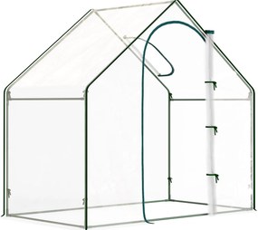 Outsunny Estufa com Janela Porta Estrutura de Aço e Cobertura de Plástico Impermeável Anti-UV 180x100x168 cm Transparente | Aosom Portugal