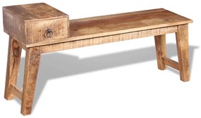 Banco com gaveta madeira de mangueira maciça 120x36x60 cm