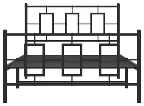 Estrutura de cama com cabeceira e pés 107x203 cm metal preto