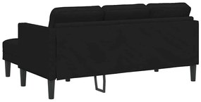 Sofá L de 3 lugares vidaXL Preto 160 cm Tecido