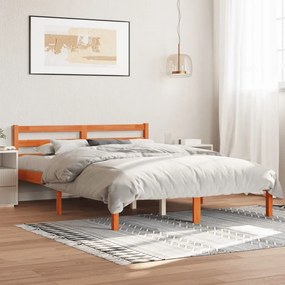 Estrutura de cama 120x190 cm madeira pinho maciça castanho cera